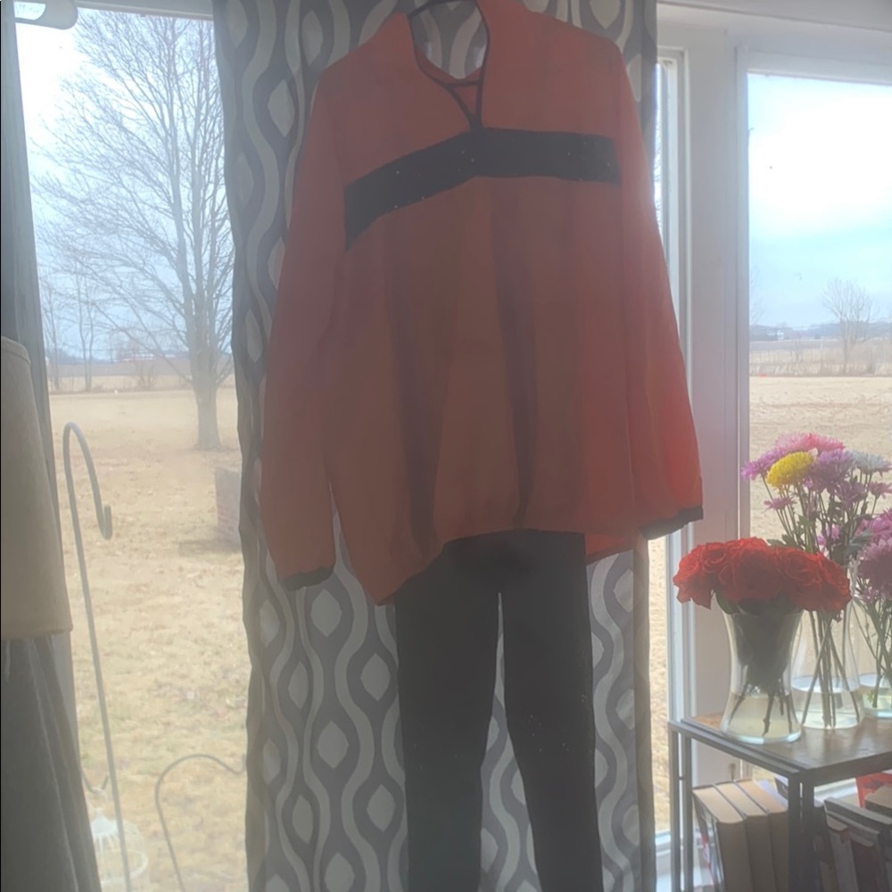 Orange and Black Long sleeve Dance shirt With Black body body suite